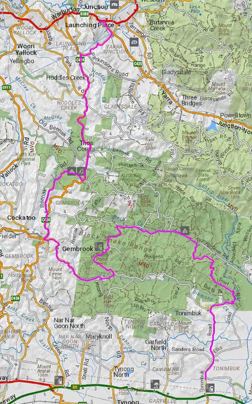 Bunyip State Park 4wd Trip Route